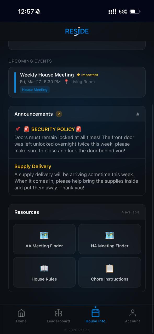 Announcements section