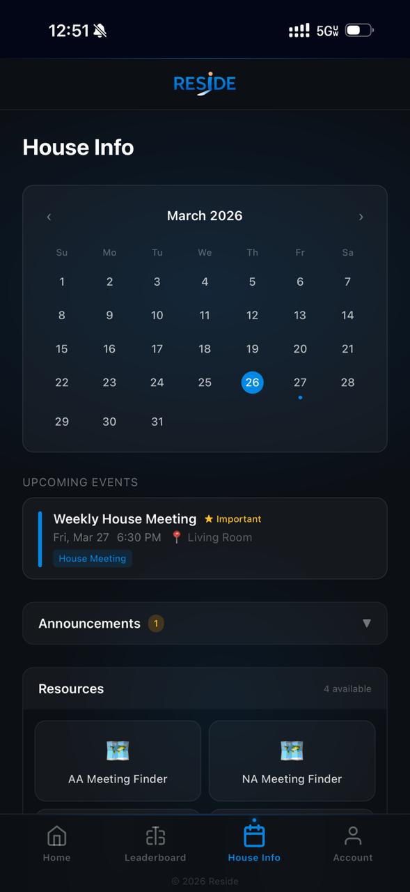 House Info calendar