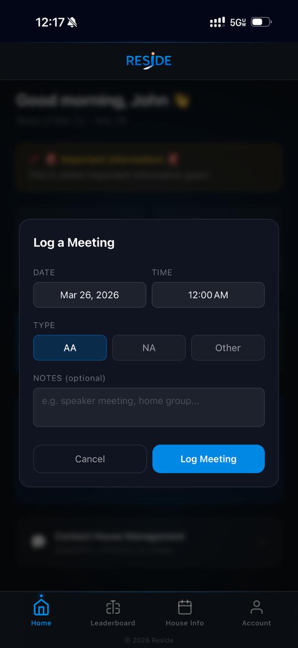Log Meeting modal