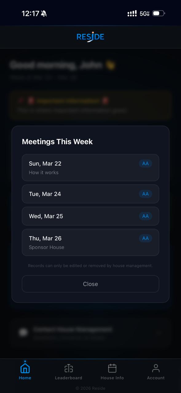 Meeting history modal